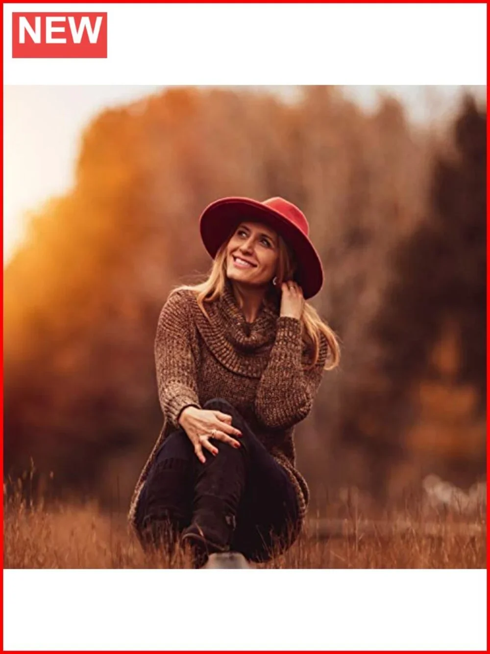 Women Classic Felt Fedora Wide Brim Floppy with Belt Buckle Panama Hat